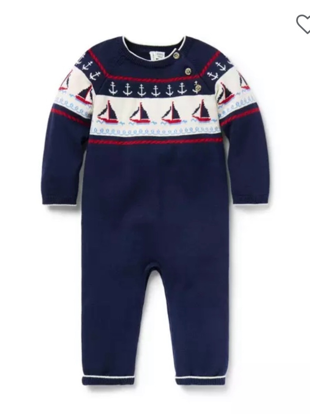 Janie and Jack Navy, White & Red Nautical Sailboat Knit One-Piece
